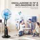 Ventilatore Nebulizzatore 90W a 4 Ruote con Serbatoio 2.8L e 4 Velocità 44,5x38,5x120 cm in Metallo PE e ABS Nero