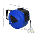 Avvolgicavo Elettrico Automatico da Parete 20m 3 Attacchi  Blu