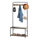 Appendiabiti Panchina per Ingresso con Scarpiera 80,5x30x170 cm in Acciaio e Truciolato  Rovere e Nero