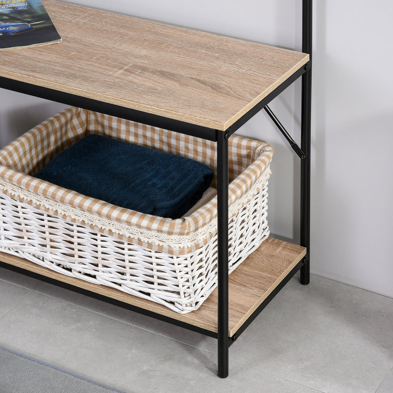 Appendiabiti Panchina per Ingresso con Scarpiera 80,5x30x170 cm in Acciaio e Truciolato  Rovere e Nero