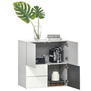 Armadietto Multiuso 2 Cassetti 3 Ante 80x38x80 cm in MDF  Grigio e Bianco