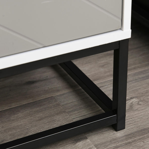 Kommode mit 4 Schubladen 80 x 40 x 79 cm aus Metall und weißer und grauer Spanplatte sconto