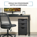 Cassettiera Portadocumenti da Ufficio 34x40x60,5 cm 3 Cassetti  Nera