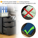 Cassettiera Portadocumenti da Ufficio 34x40x60,5 cm 3 Cassetti  Nera