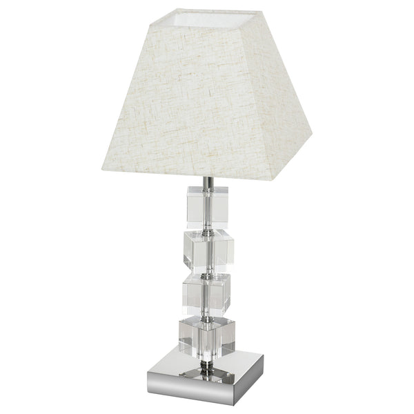sconto Abat Jour Nachttischlampe mit Stoffschirm E14 20x20x47 cm Creme