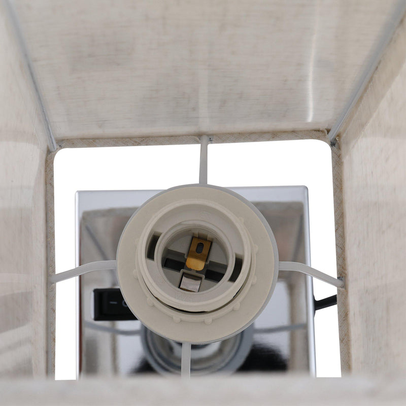 Lampada da Comodino Abat Jour con Paralume in Tessuto e 2 Porte USB E27 12x12x35 cm  Crema