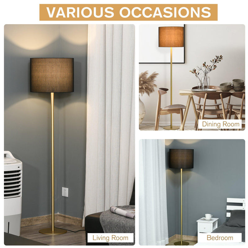 Lampada da Terra con Paralume in Stoffa E27 Ø40x160 cm  Oro