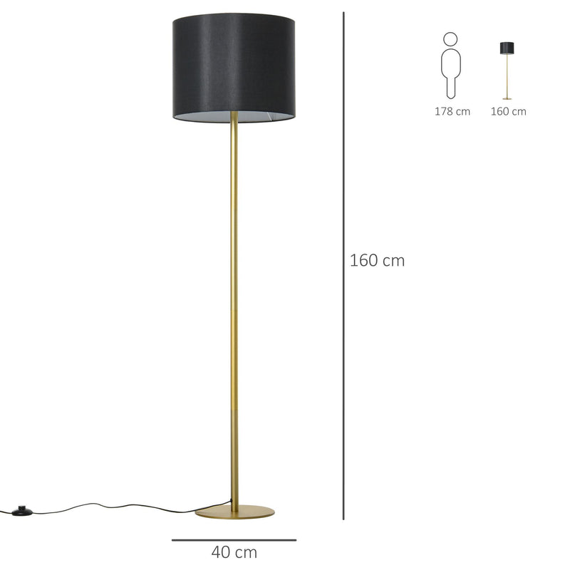 Lampada da Terra con Paralume in Stoffa E27 Ø40x160 cm  Oro