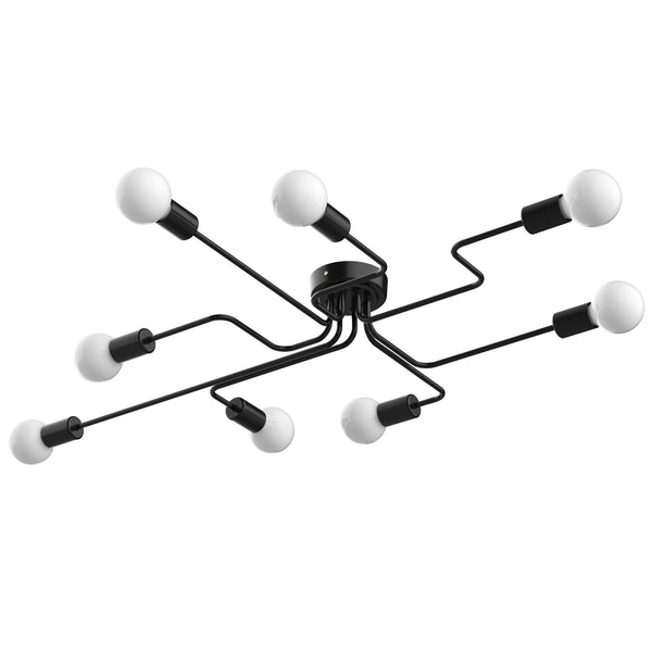 Moderner Deckenleuchter 8-flammig E27 105x74x11 cm Schwarz sconto