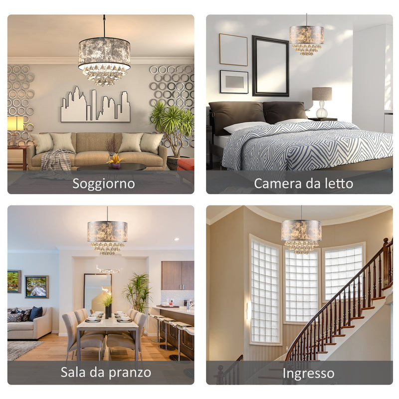 Lampadario a Soffitto Moderno 44 Pendenti in Vetro E14 Ø43x100 cm  Grigio