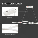 Lampadario a LED Moderno Sospeso Luce Fredda 6500K 90x9x9 cm  Argento