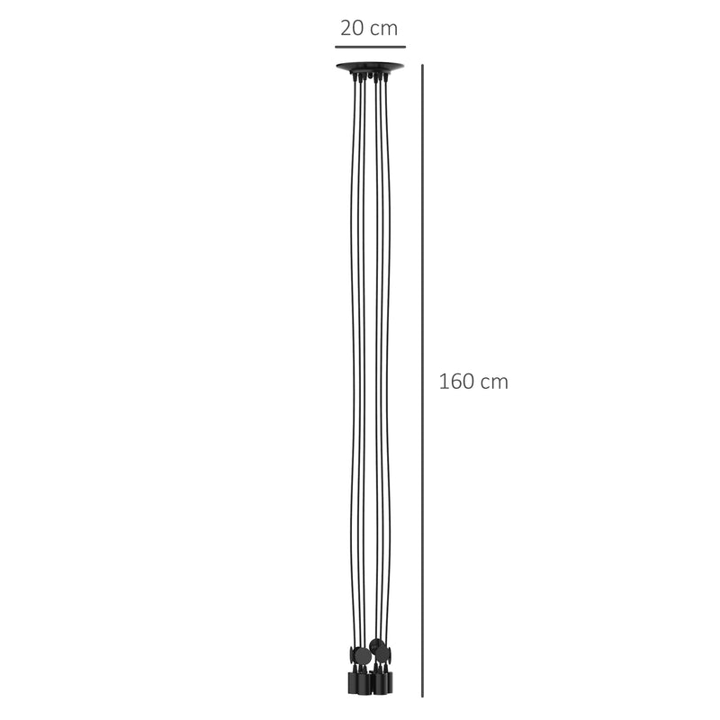 Lampadario a Soffitto Moderno a Sospensione 6 Luci E27 Ø34x16 cm  Nero