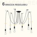 Lampadario a Soffitto Moderno a Sospensione 6 Luci E27 Ø34x16 cm  Nero