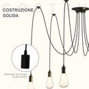 Lampadario a Soffitto Moderno a Sospensione 6 Luci E27 Ø34x16 cm  Nero