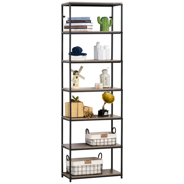 prezzo Bücherregal 7 Regale 60x29,5x189 cm aus Metall und Holz