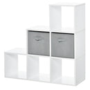 Mobile Libreria 2 Cassetti 6 Ripiani 89,8x30x89,8 cm  Bianco e Grigio