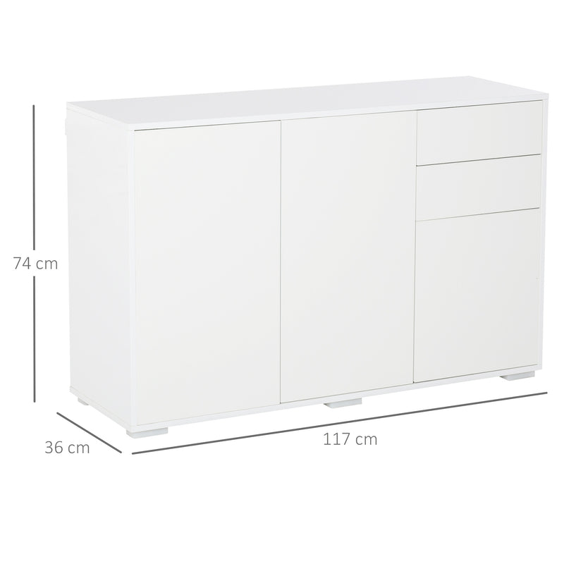 Mobile Multiuso 117x36x74 cm 2 Cassetti 3 ante  Bianco