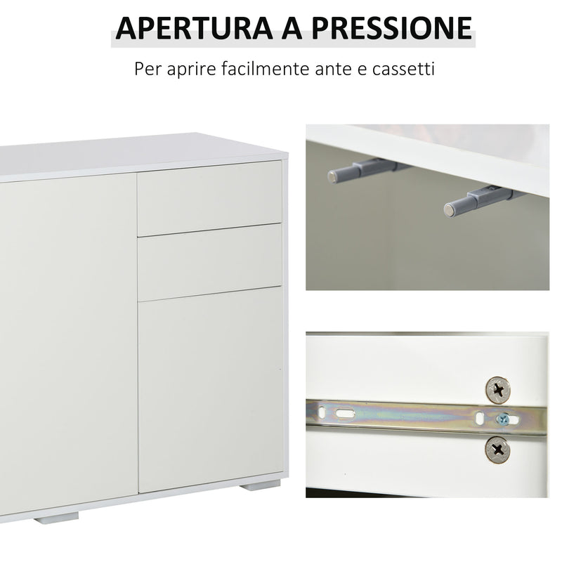 Mobile Multiuso 117x36x74 cm 2 Cassetti 3 ante  Bianco