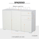 Mobile Multiuso 117x36x74 cm 2 Cassetti 3 ante  Bianco