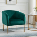 Poltrona Imbottita 75x74x76 cm in Tessuto Vellutato  Verde