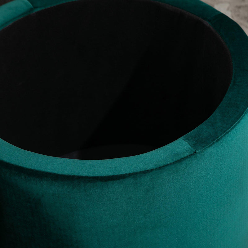 Pouf Contenitore Poggiapiedi Ø51x38 cm in Tessuto  Verde