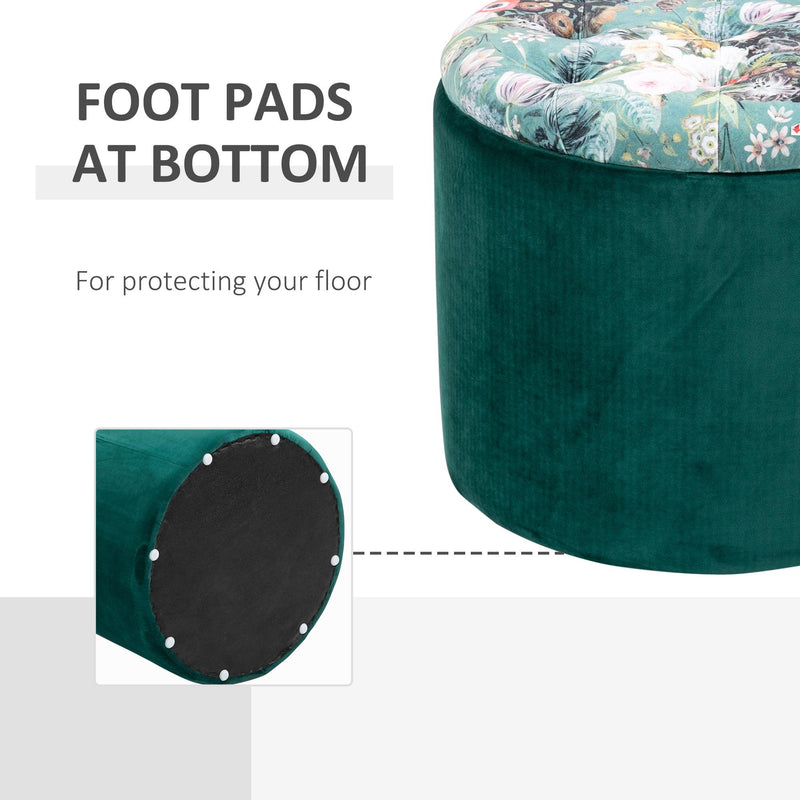 Pouf Contenitore Poggiapiedi Ø51x38 cm in Tessuto  Verde