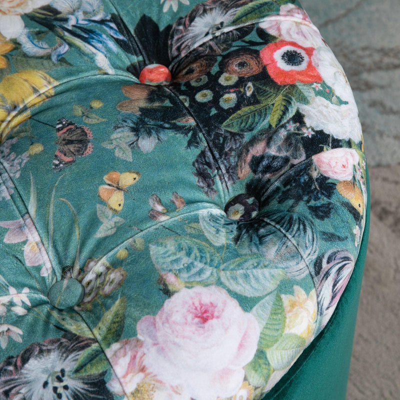 Pouf Contenitore Poggiapiedi Ø51x38 cm in Tessuto  Verde