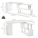 Scrivania da Ufficio ad Angolo Porta PC 114x120x74,6 cm in Legno  Bianca