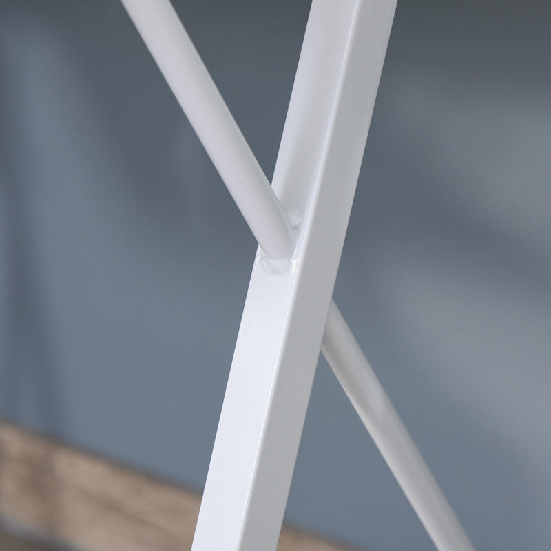 Scrivania da Ufficio Porta PC 116,5x54,5x100 cm con Mensole e Piano in Vetro  Bianca