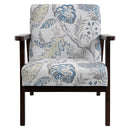 Poltrona Imbottita 68,5x78,5x75 cm in Legno e Cuscino Fantasia a Fiori 