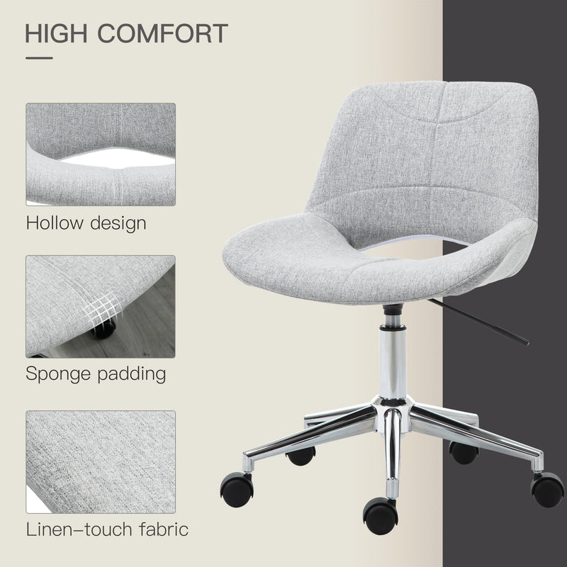 Sedia Poltrona Operativa da Ufficio in Tessuto  Grigio Chiaro