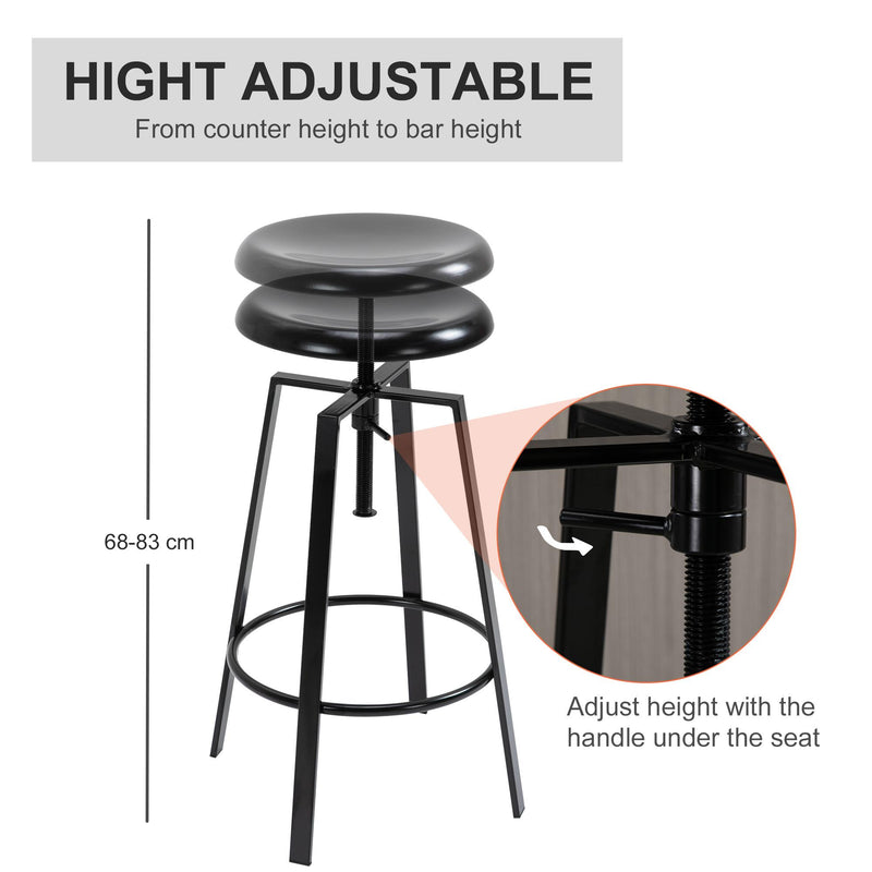 Set 2 Sgabelli da Bar Alti in Metallo  Neri