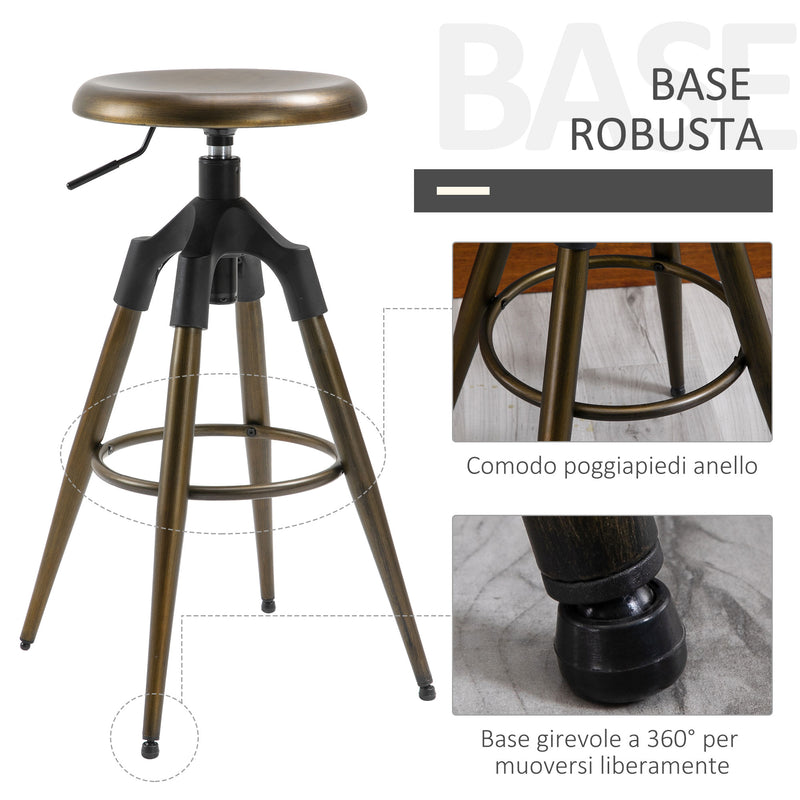 Sgabello da Bar Alto in Metallo  Bronzo