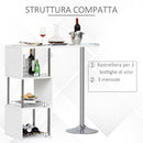 Tavolo Alto da Bar 113x40x105 cm con Mensole e Portabottiglie  Bianco