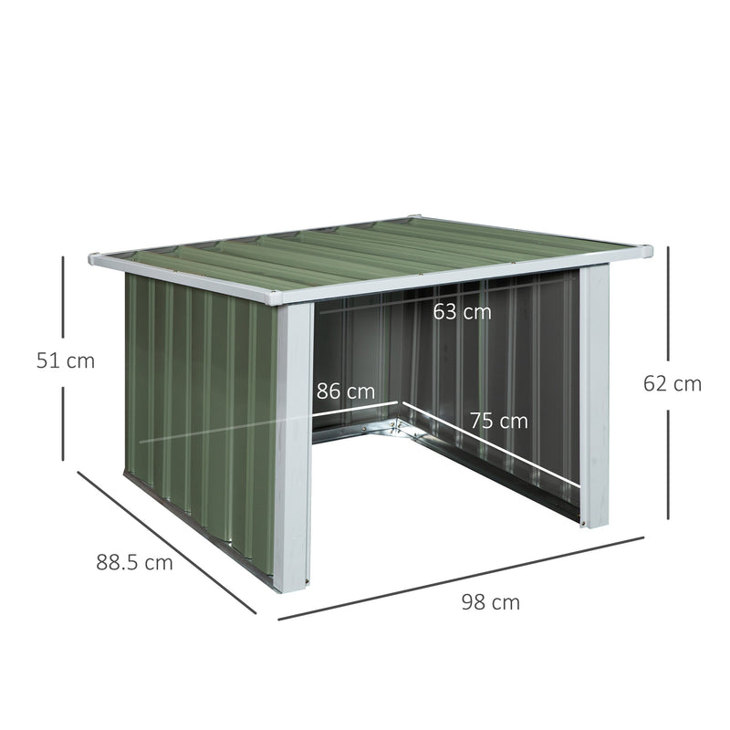 Casetta Box da Giardino in Lamiera per Robot Tagliaerba 86x75x62-51 cm  Verde