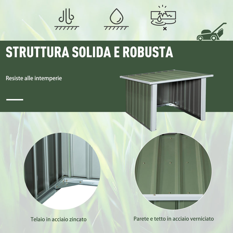 Casetta Box da Giardino in Lamiera per Robot Tagliaerba 86x75x62-51 cm  Verde