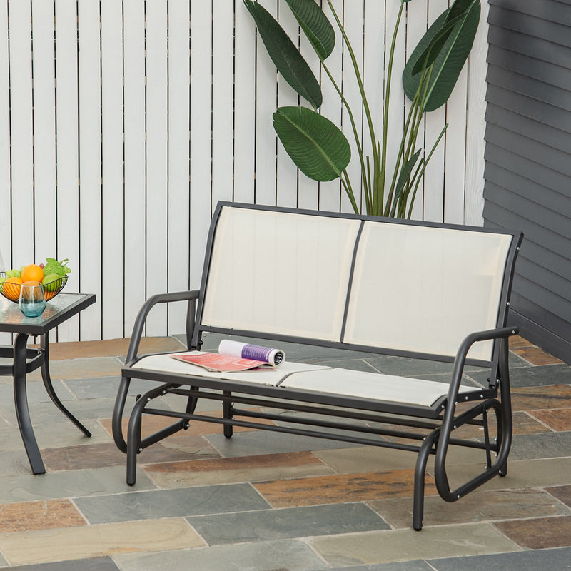 Dondolo d Giardino 2 Posti in Metallo e Tessuto Traspirante  Beige