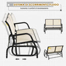 Dondolo d Giardino 2 Posti in Metallo e Tessuto Traspirante  Beige