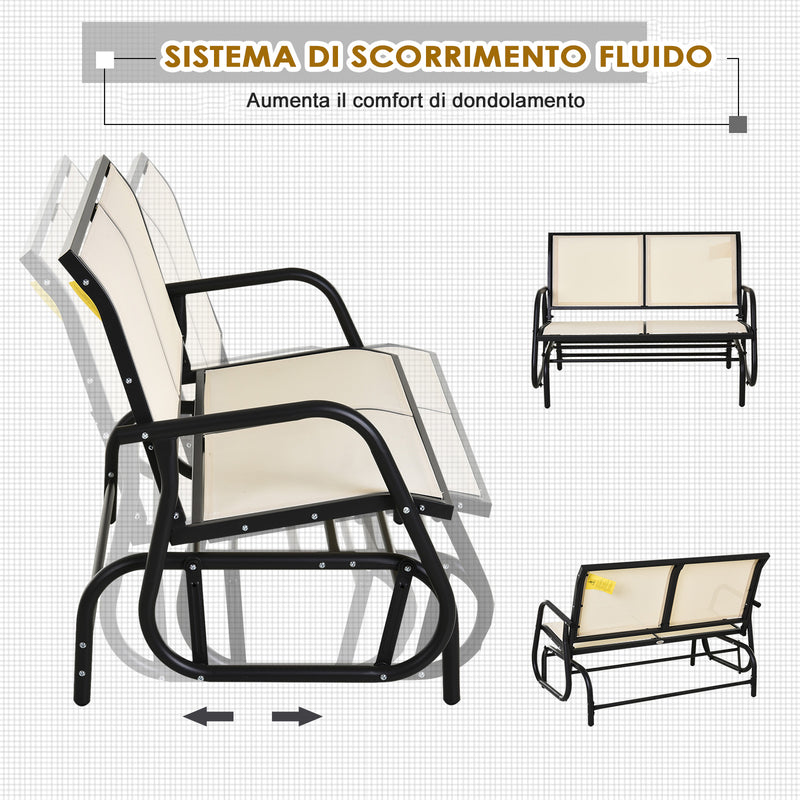 Dondolo d Giardino 2 Posti in Metallo e Tessuto Traspirante  Beige