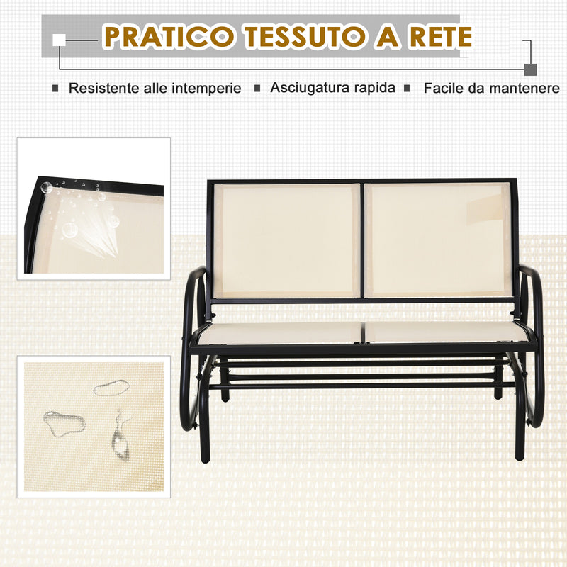 Dondolo d Giardino 2 Posti in Metallo e Tessuto Traspirante  Beige