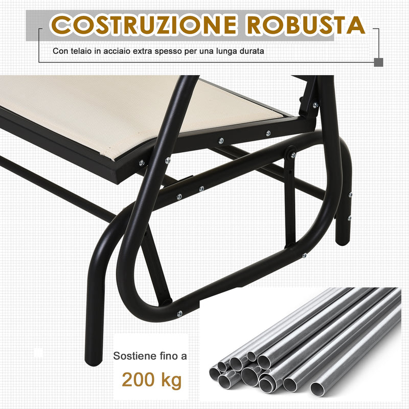 Dondolo d Giardino 2 Posti in Metallo e Tessuto Traspirante  Beige