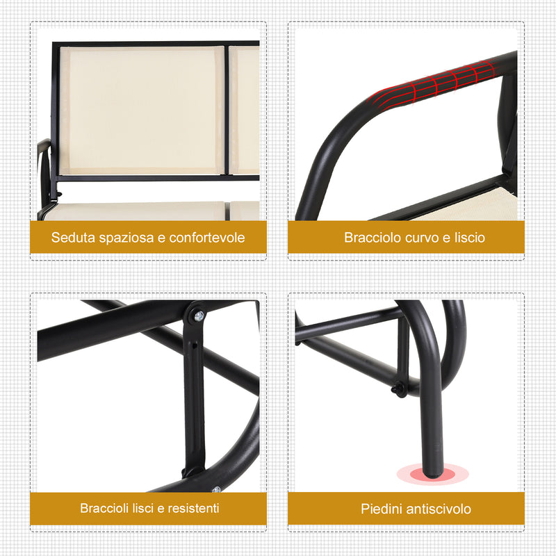 Dondolo d Giardino 2 Posti in Metallo e Tessuto Traspirante  Beige