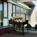 Fioriera da Giardino 90x51x100 cm con Lampada LED  Grigio Scuro