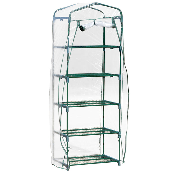 Mini-Gewächshaus 5 Regale 69 x 49 x 193 cm aus Stahl und grünem PVC prezzo