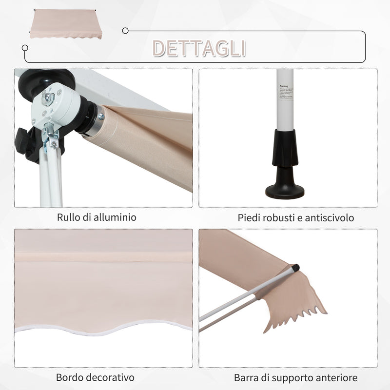 Tenda da Sole Avvolgibile 2x1,5m  Beige