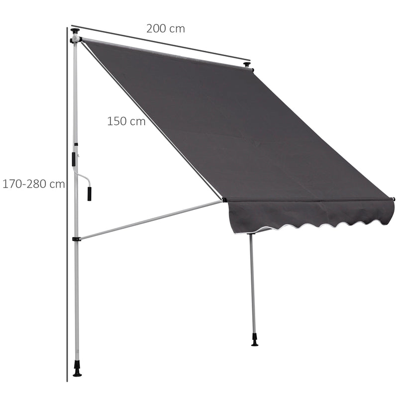 Tenda da Sole Avvolgibile 2x1,5m  Grigia
