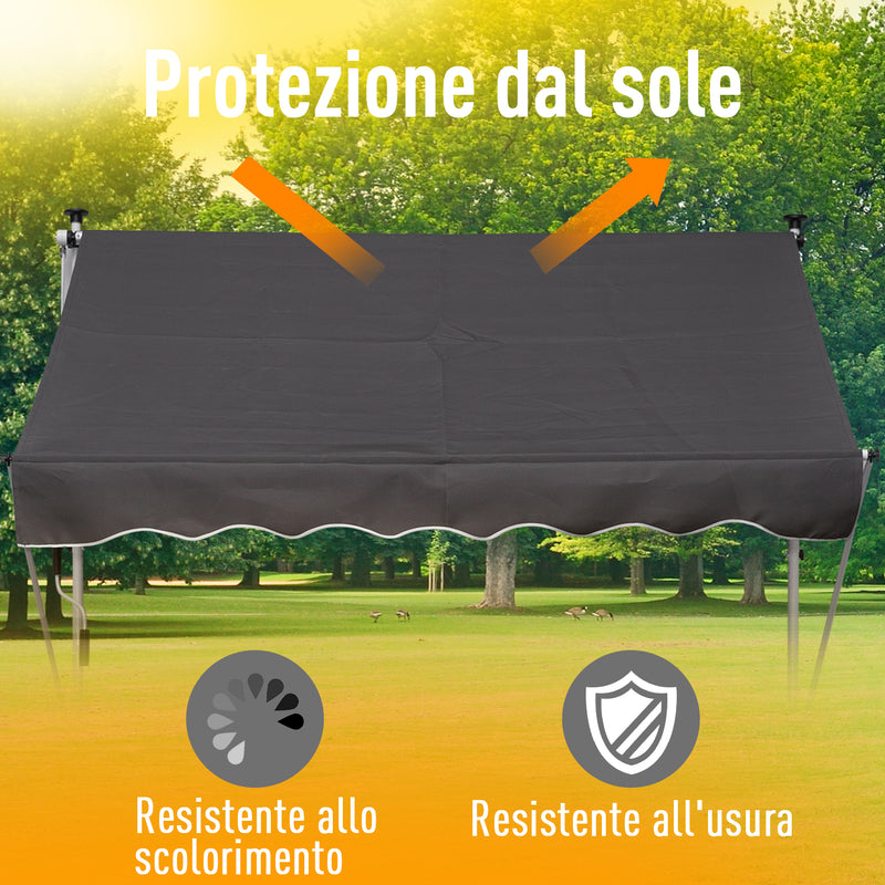 Tenda da Sole Avvolgibile 2x1,5m  Grigia