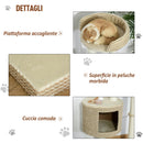 Albero Tiragraffi per Gatti 61x41x96 cm con Corda di Juta  Beige