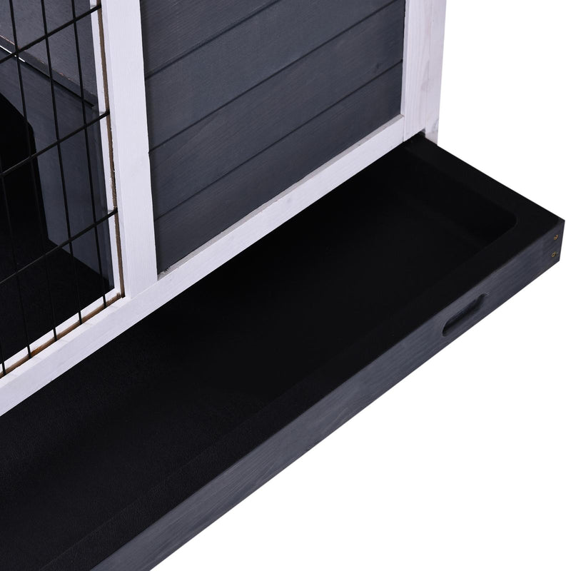 Gabbia per Conigli e Porcellini d'India 90x53x59 cm con Ruote in Legno  Grigia