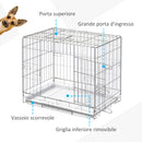 Gabbia Trasportino per Cani Gatti 61x43x53 cm Pieghevole in Metallo 